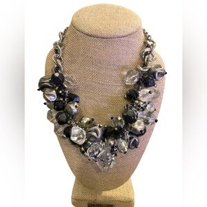Treska Silver and Black Statement Necklace